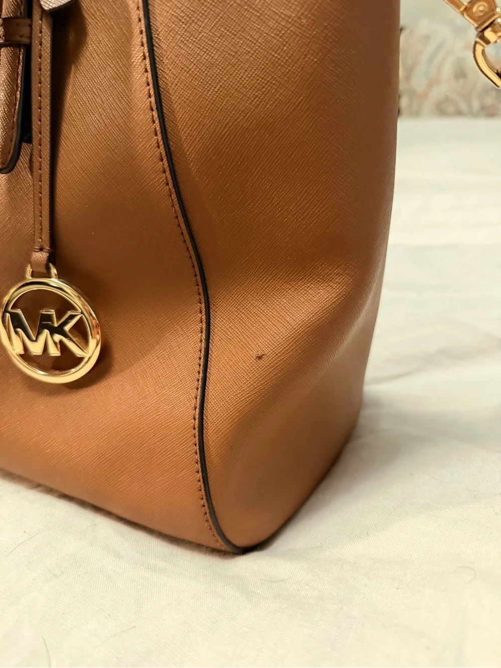 Michael Kors Cognac Leather Larch Shoulder Satchel